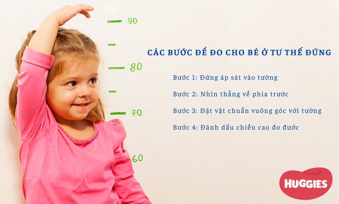 Các bước để đo cho bé ở tư thế đứng