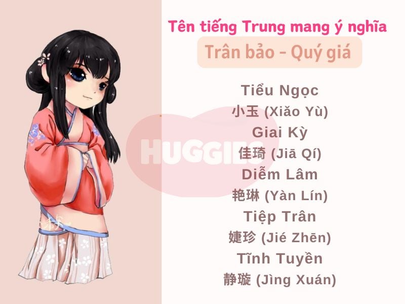 tên con gái tiếng Trung với nghĩa trân bảo, quý giá