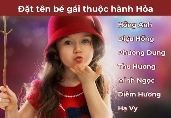 đặt tên bé gái thuộc hành Hỏa