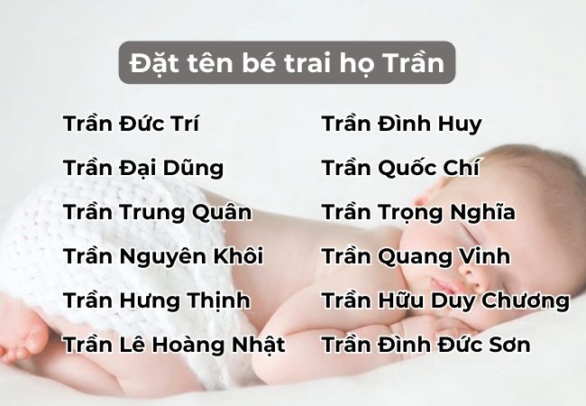 đặt tên con trai sinh năm 2025 họ Trần