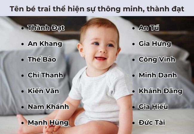 Đặt tên con trai sinh năm 2025 thể hiện sự thông minh, thành đạt 