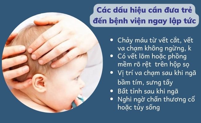 Các dấu hiệu nghiêm trọng ngay sau khi ngã nên đưa trẻ đến bệnh viện ngay lập tức