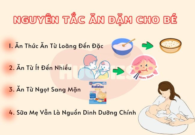 Nguyên tắc ăn dặm bé 4 tháng ăn dặm