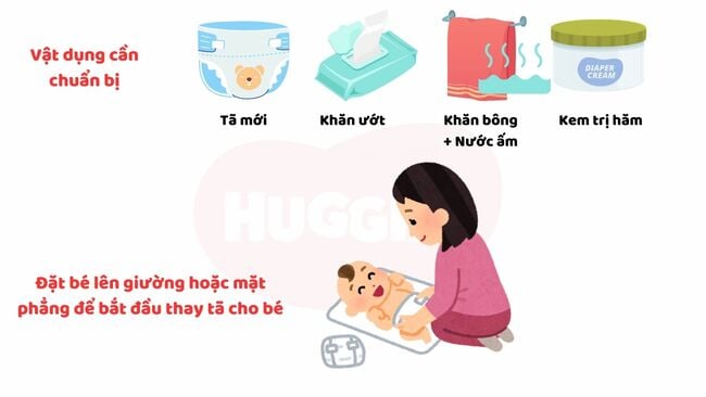 Các bước chuẩn bị trước khi thay tã cho trẻ sơ sinh