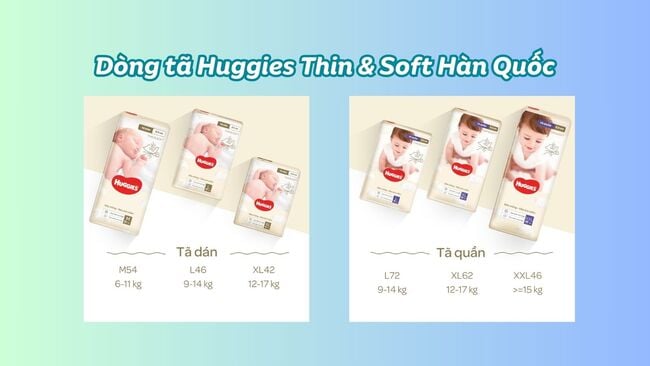 Dòng tã Huggies Thin & Soft Hàn Quốc