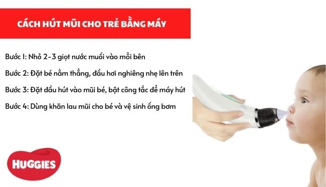 Cách hút mũi cho trẻ bằng máy