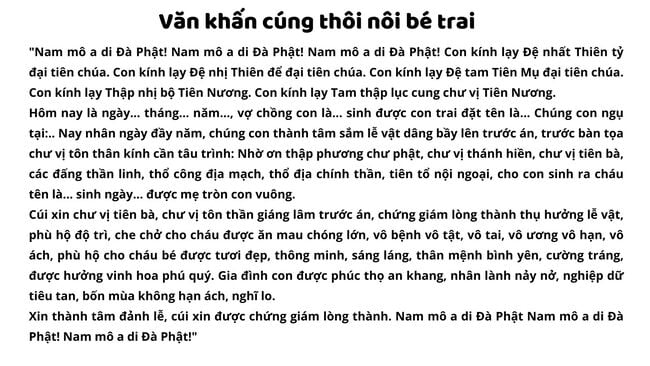 Bài khấn cúng thôi nôi cho bé trai