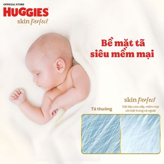 Miếng lót sơ sinh Huggies với bề mặt tã siêu mềm mại