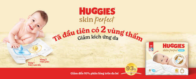 Dòng tã Huggies Skin Perfect giúp giảm kích ứng da hiệu quả