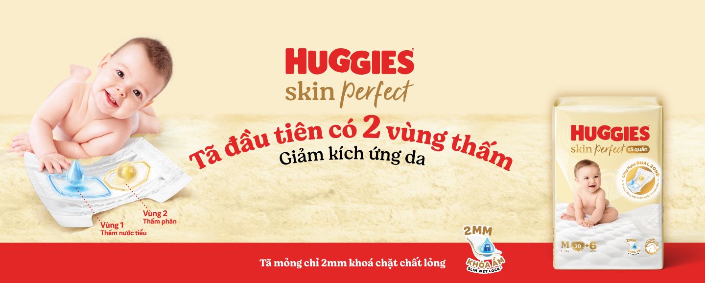 Tã quần Huggies Skin Perfect 2 vùng thấm
