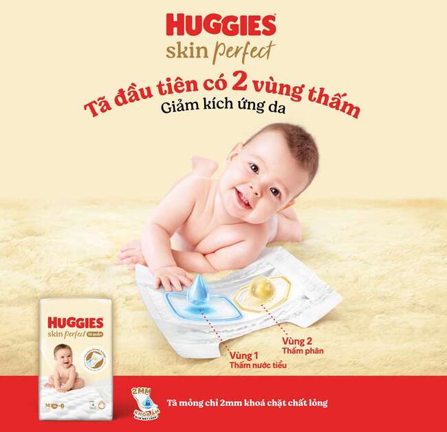 Tã quần Huggies Skin Perfect 2 vùng thấm